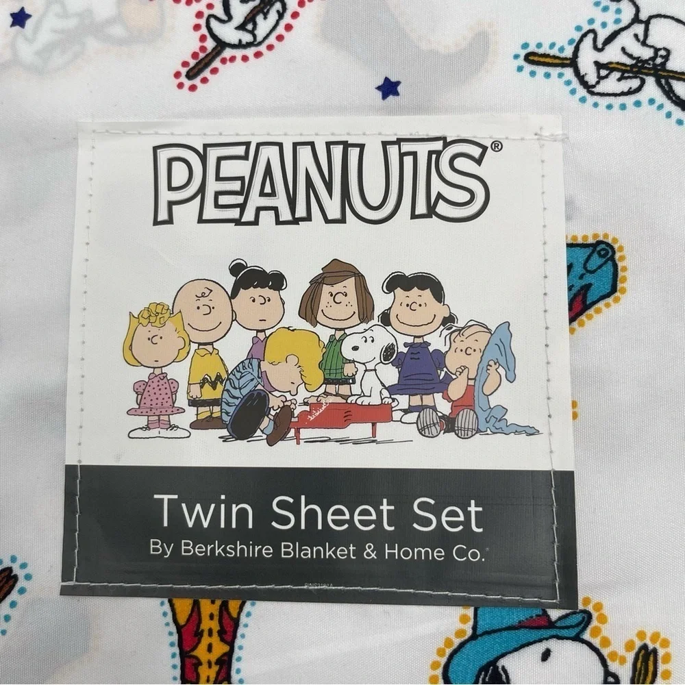 Peanuts Snoopy Twin Size Ride ‘Em Cowboy Sheet Set 3 piece white NWT